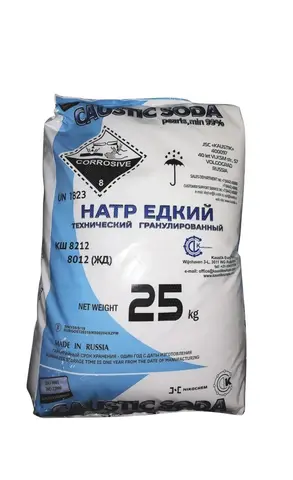 Сода каустическая 25кг, натр едкий