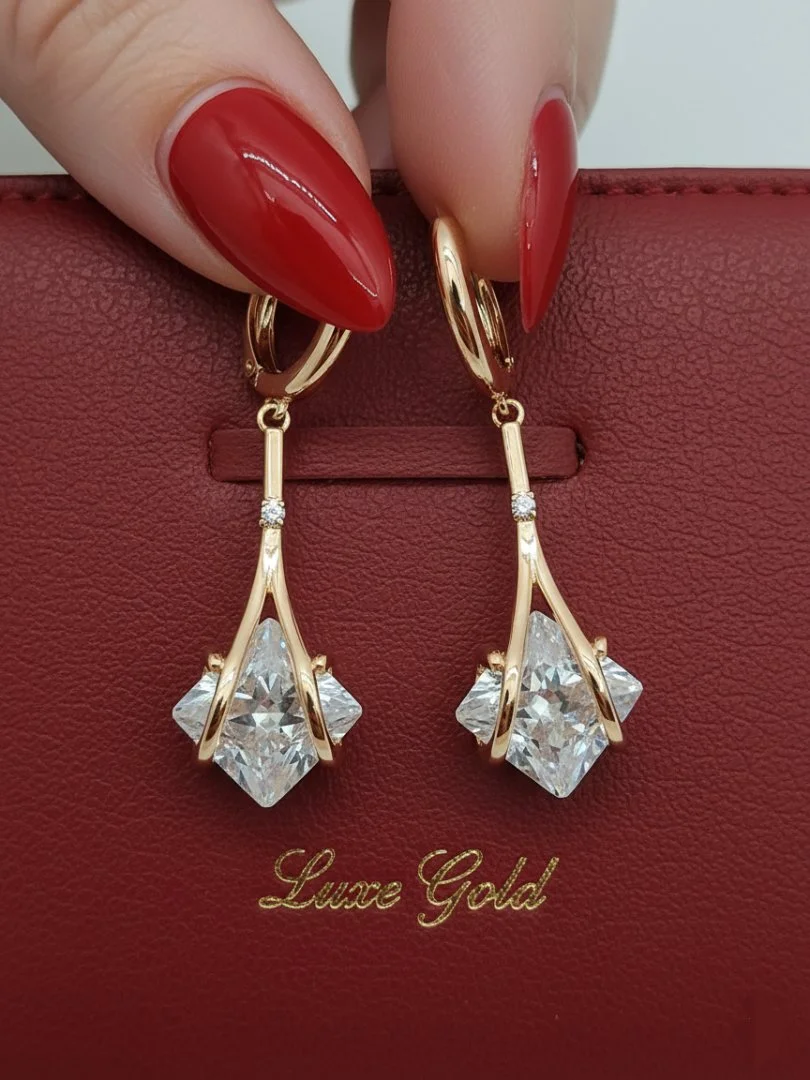 Серьги Позолоченные Angle Luxe Gold - изображение 1