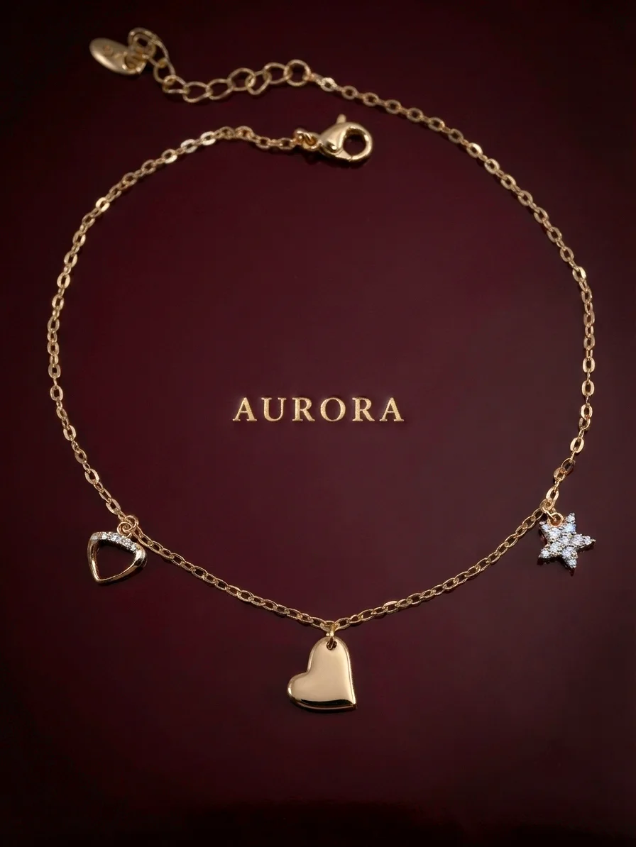Браслет на ногу Amour Luxe Gold с подвесками - миниатюра 4