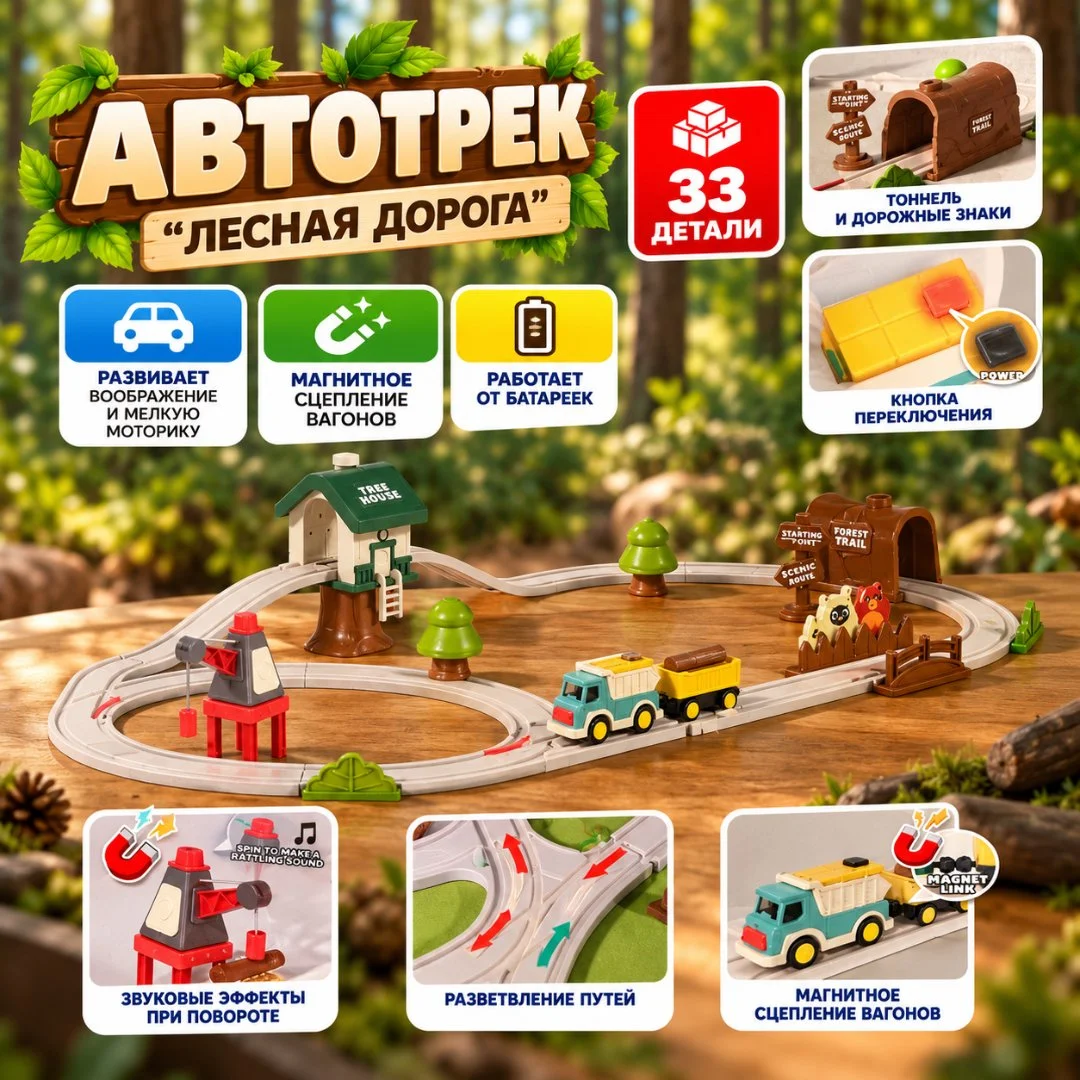 Автотрек «Лесная дорога» (33 детали) — Новогодняя распродажа! - изображение 1