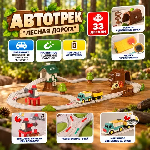 Автотрек «Лесная дорога» (33 детали) — Новогодняя распродажа!