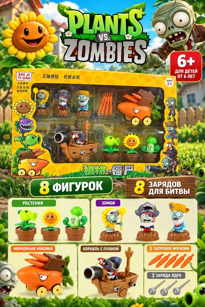 Распродажа! Растение против зомби 8 фигурок - изображение 1