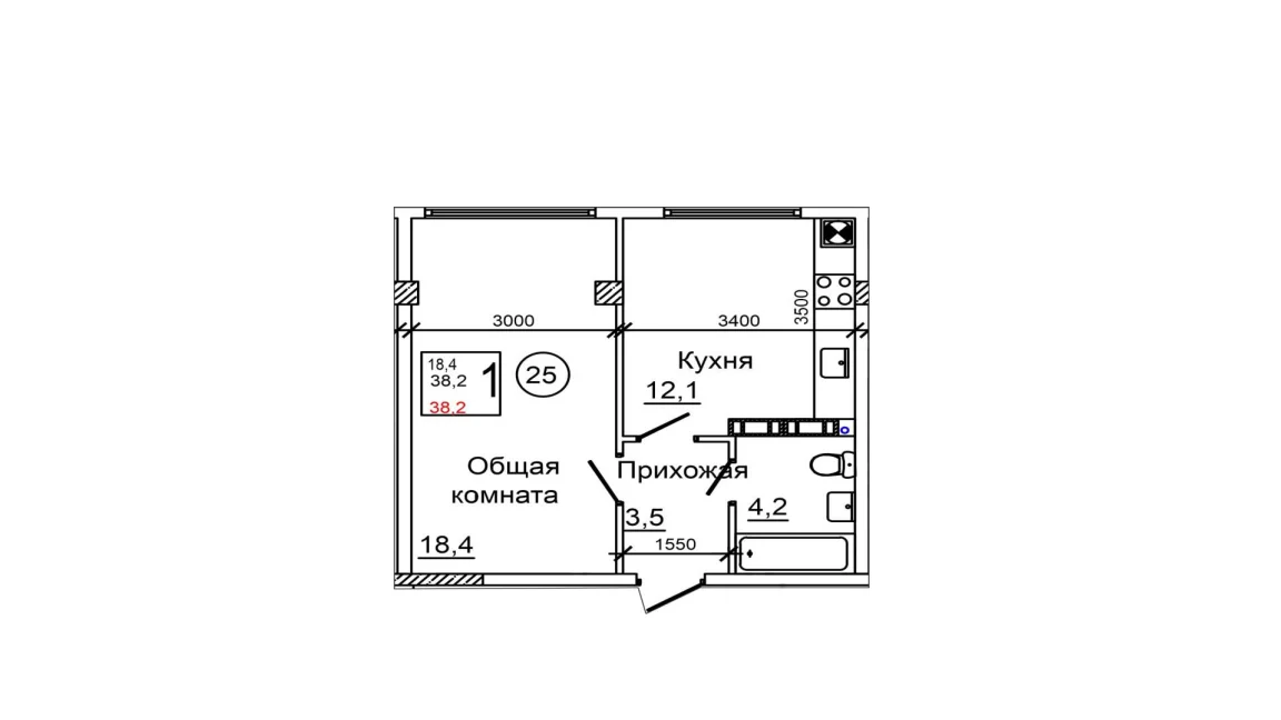 Шикарная однокомнатная квартира - миниатюра 13