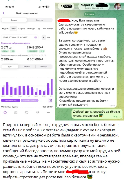 Менеджер маркетплейсов WB|OZON|Yandex на результат - миниатюра 11