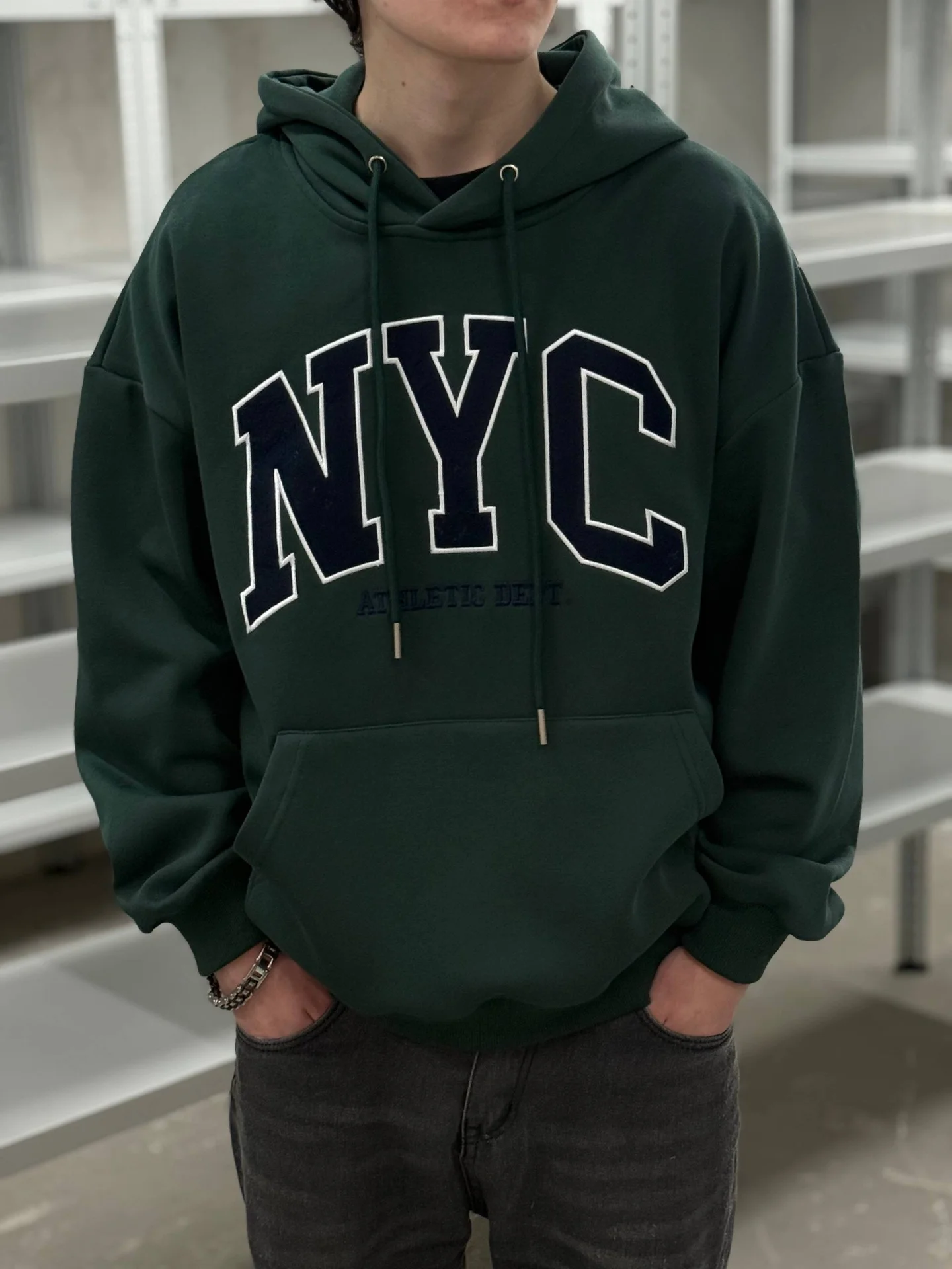 Толстовка NYC oversize темно-зеленая - изображение 1