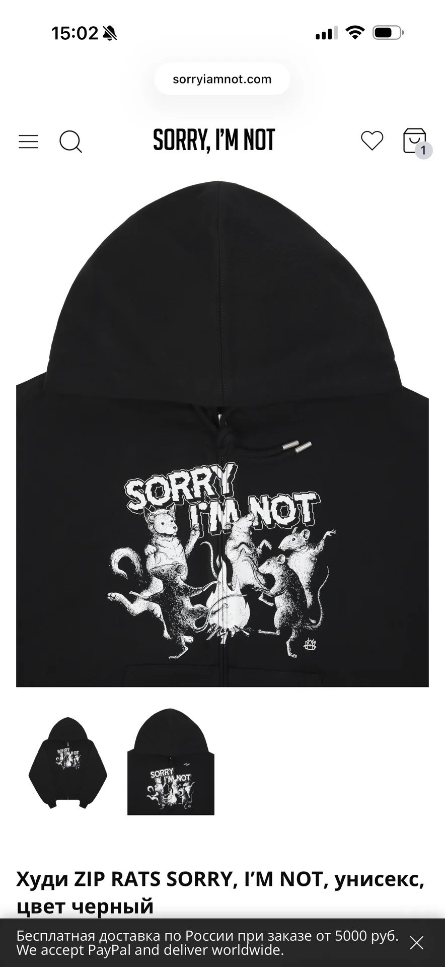 Худи sorry I’m not - изображение 1