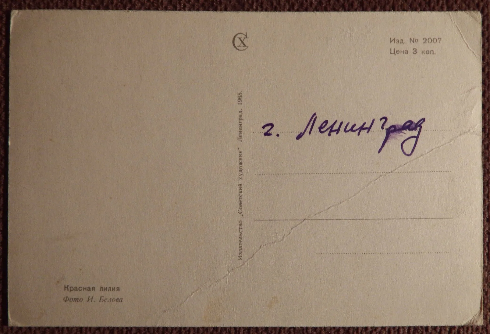 Открытка. Красная лилия. Цветы. 1965 год - миниатюра 2