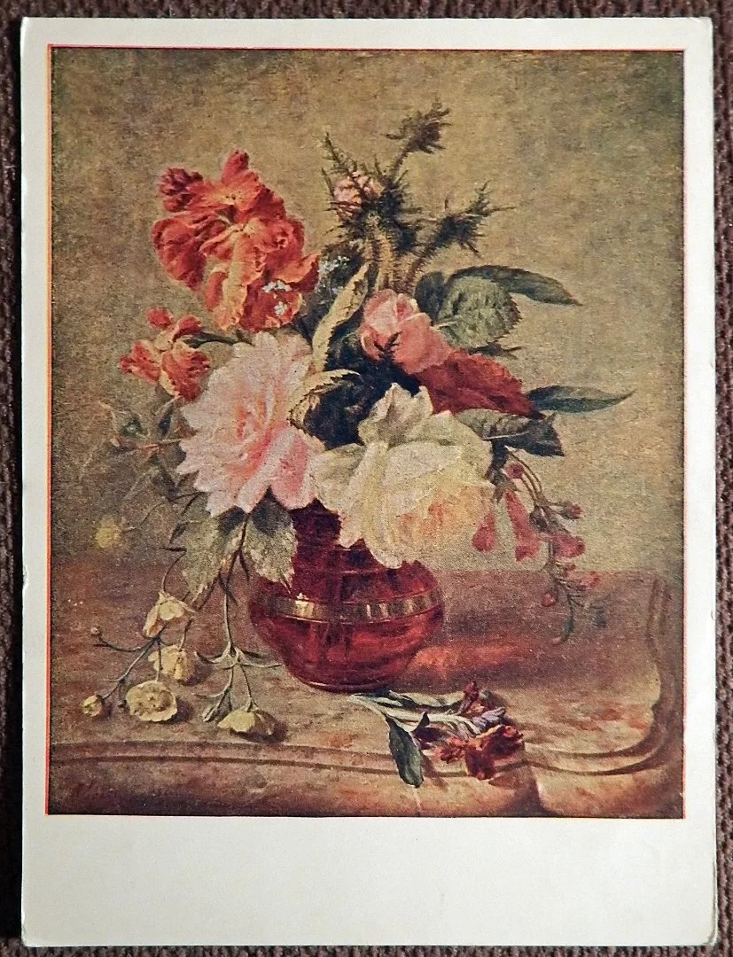 Открытка. С. Сен Жан. Цветы. Живопись. 1961 год - изображение 1