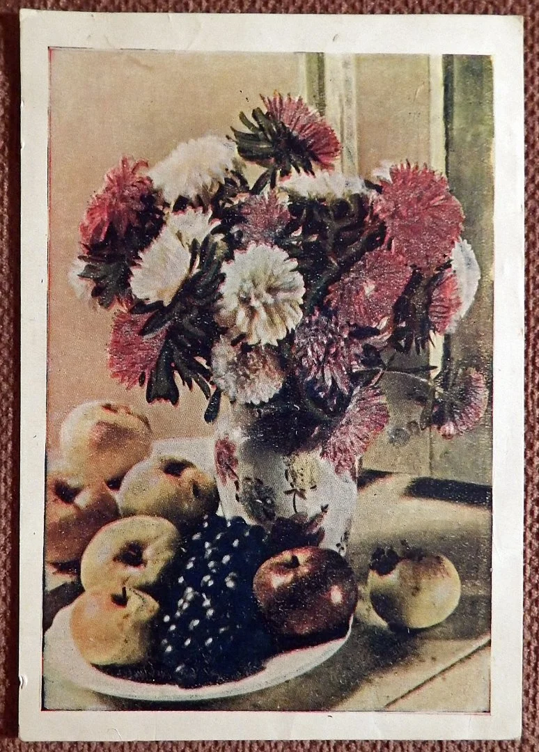 Открытка. Букет. Натюрморт. 1950 год - изображение 1