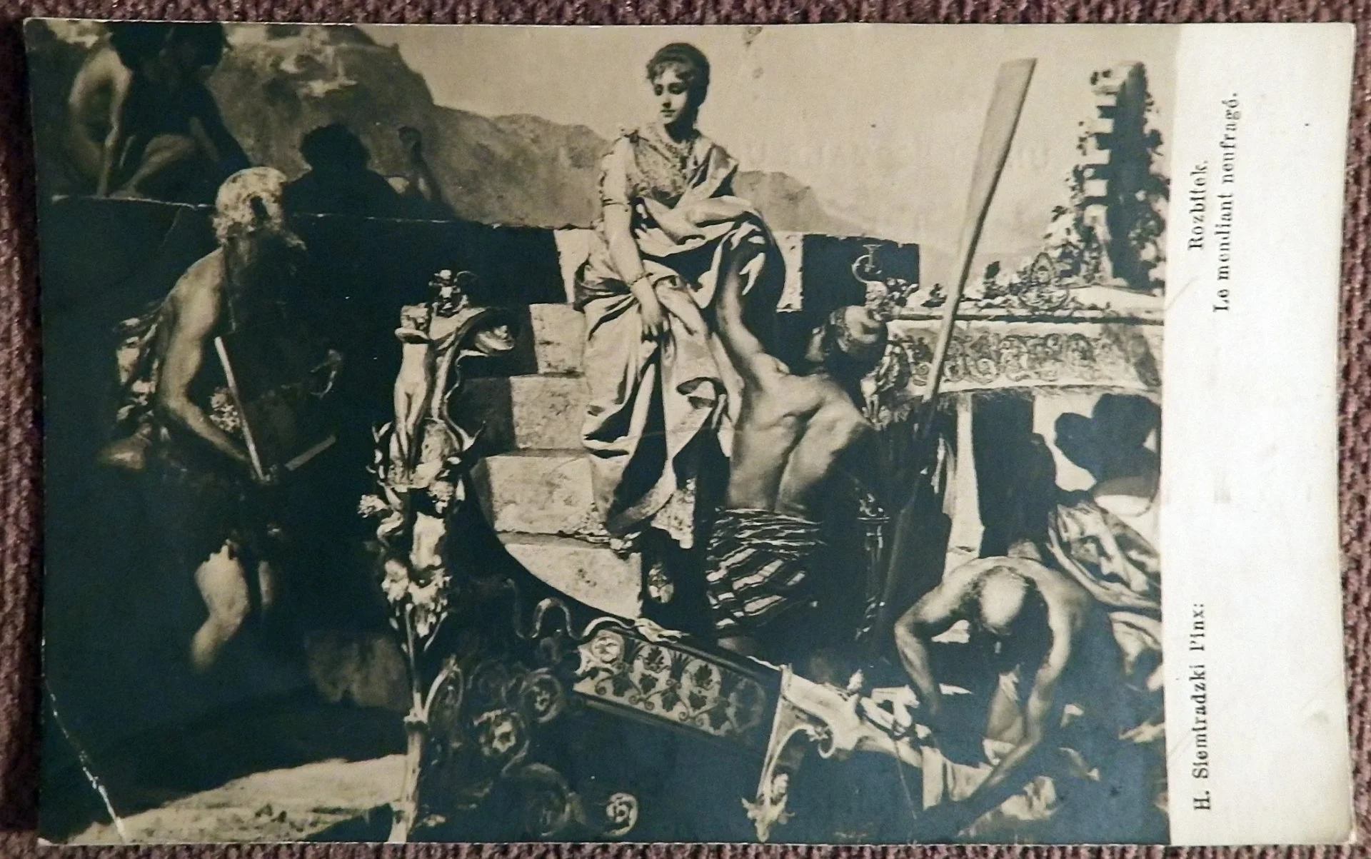 Антикварная открытка. Семирадский. Потерпевший кораблекрушение (Римский нищий). Живопись - изображение 1