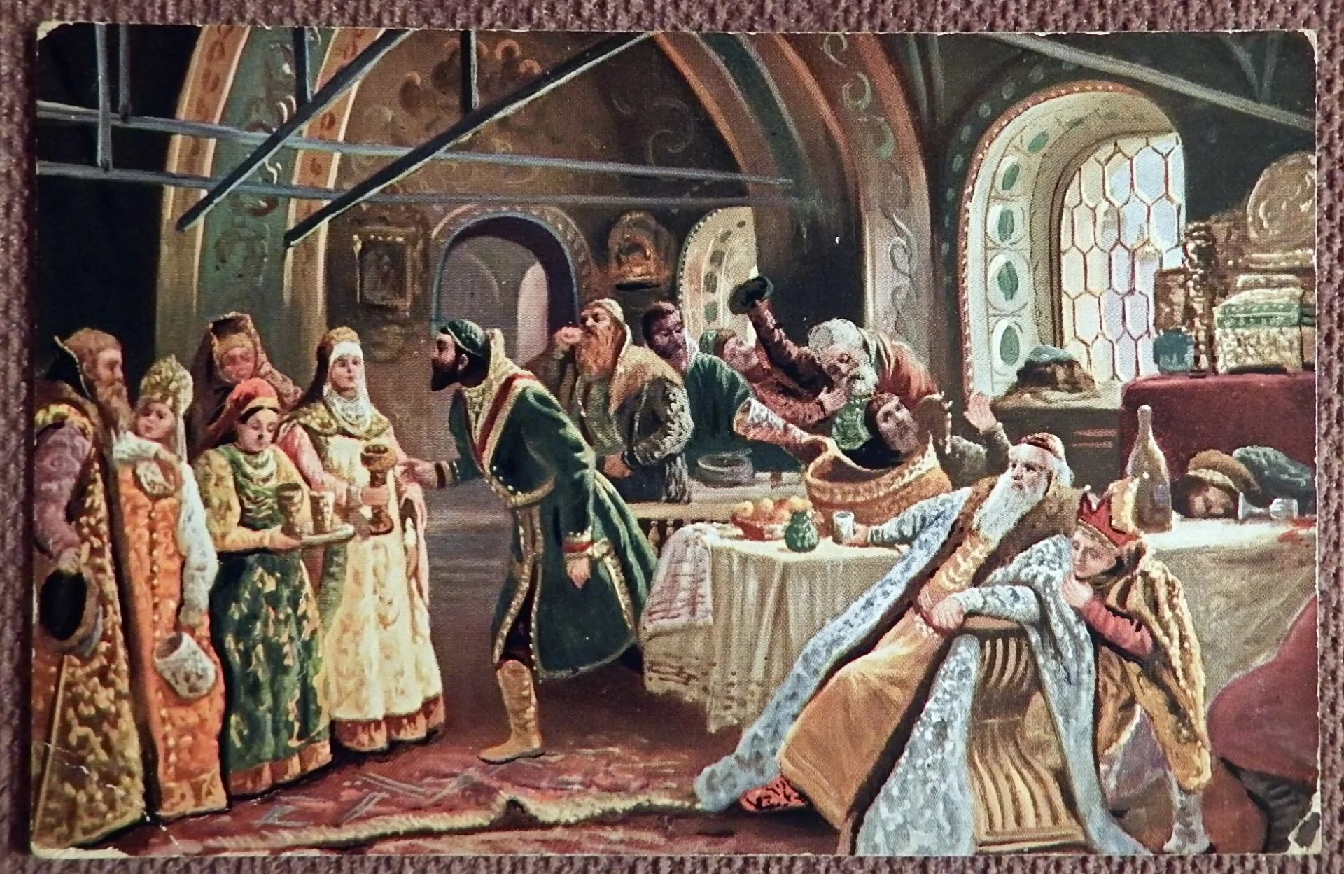 Антикварная открытка. Маковский. Поцелуйный обряд. Живопись - изображение 1