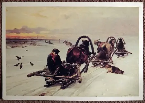Открытка. Прянишников. Порожняки. Живопись. 1988 год
