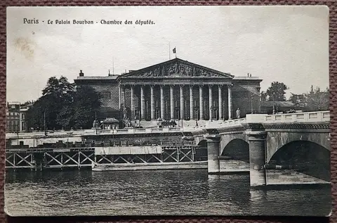 Антикварная открытка. Париж. Бурбонский дворец. Палата депутатов. Франция