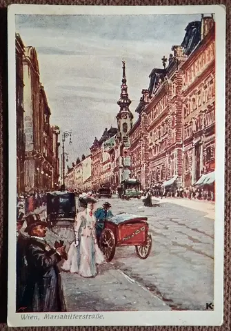 Антикварная открытка. Вена. Марияхильфертштрассе. Живопись