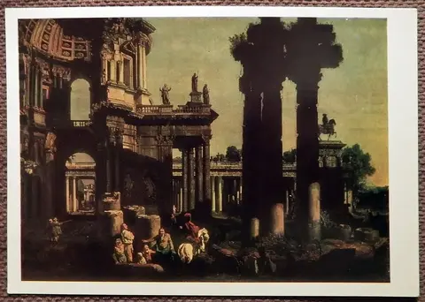 Открытка. Б. Белотто. Руины храма. Живопись. 1984 год