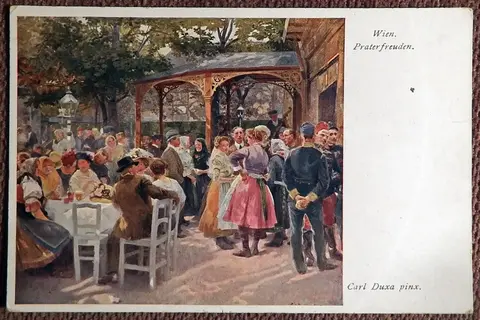 Антикварная открытка. К. Кукса. Вена. Радости Пратера. Живопись