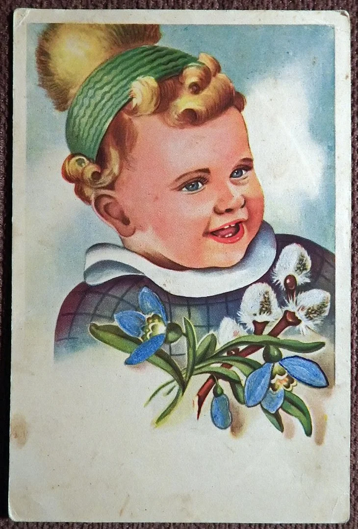 Открытка. Карапуз. Малыш. Мальчик. 1930-е годы - изображение 1