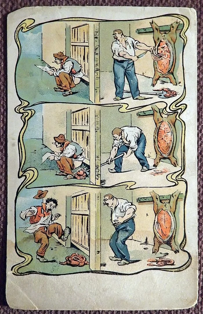Антикварная открытка. Мясник. Черный юмор - изображение 1