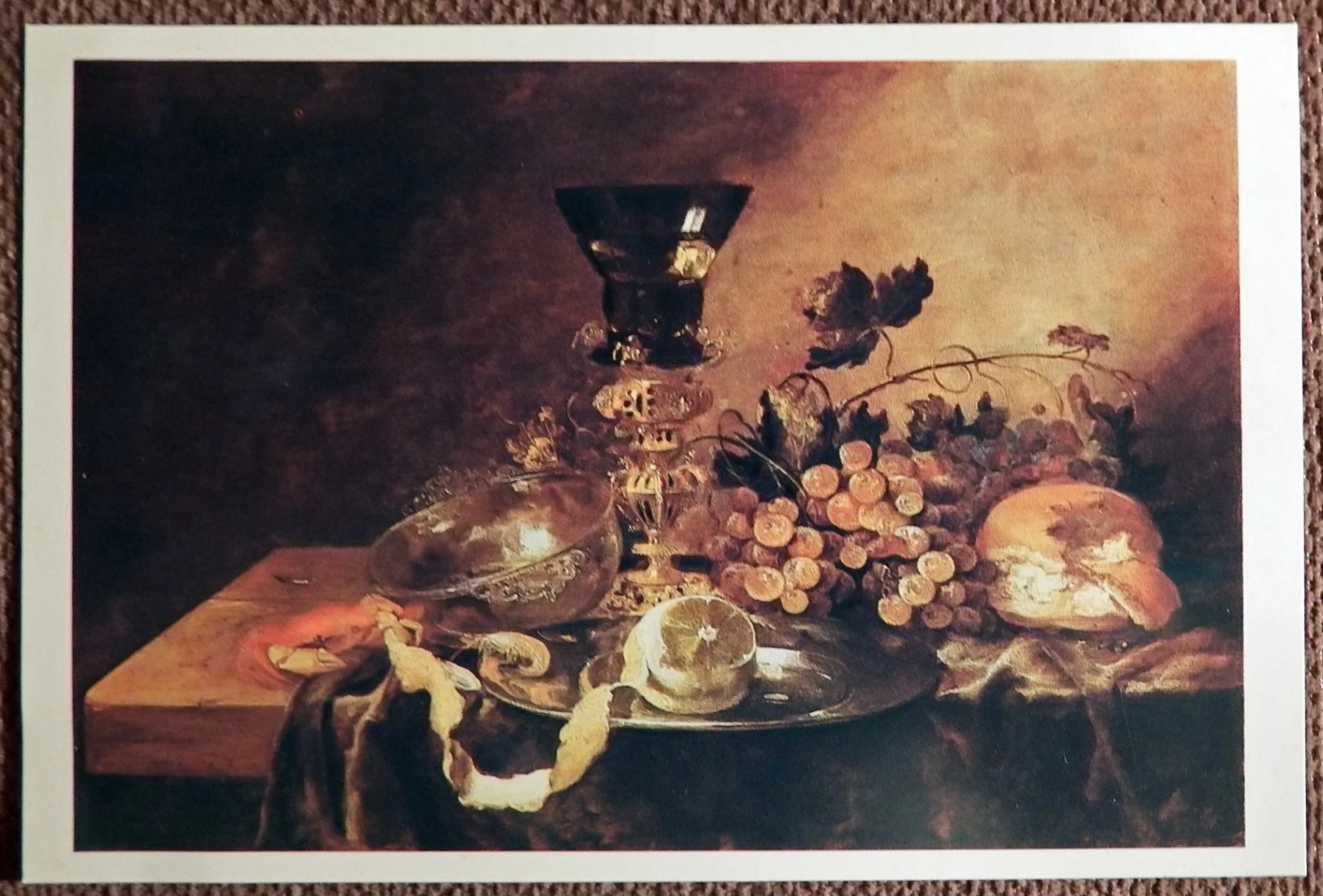 Открытка. А. Бейерен. Натюрморт с крабом. Живопись. 1990 год - изображение 1