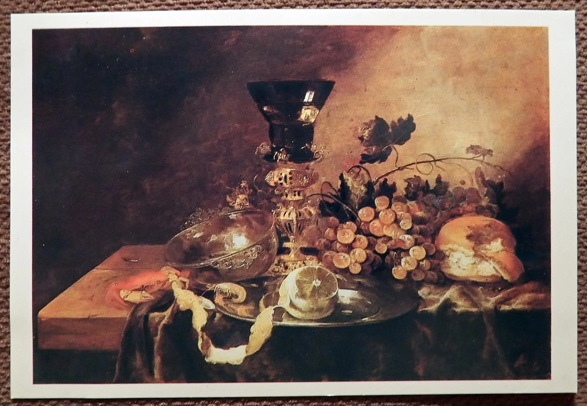 Открытка. А. Бейерен. Натюрморт с крабом. Живопись. 1990 год - миниатюра 2