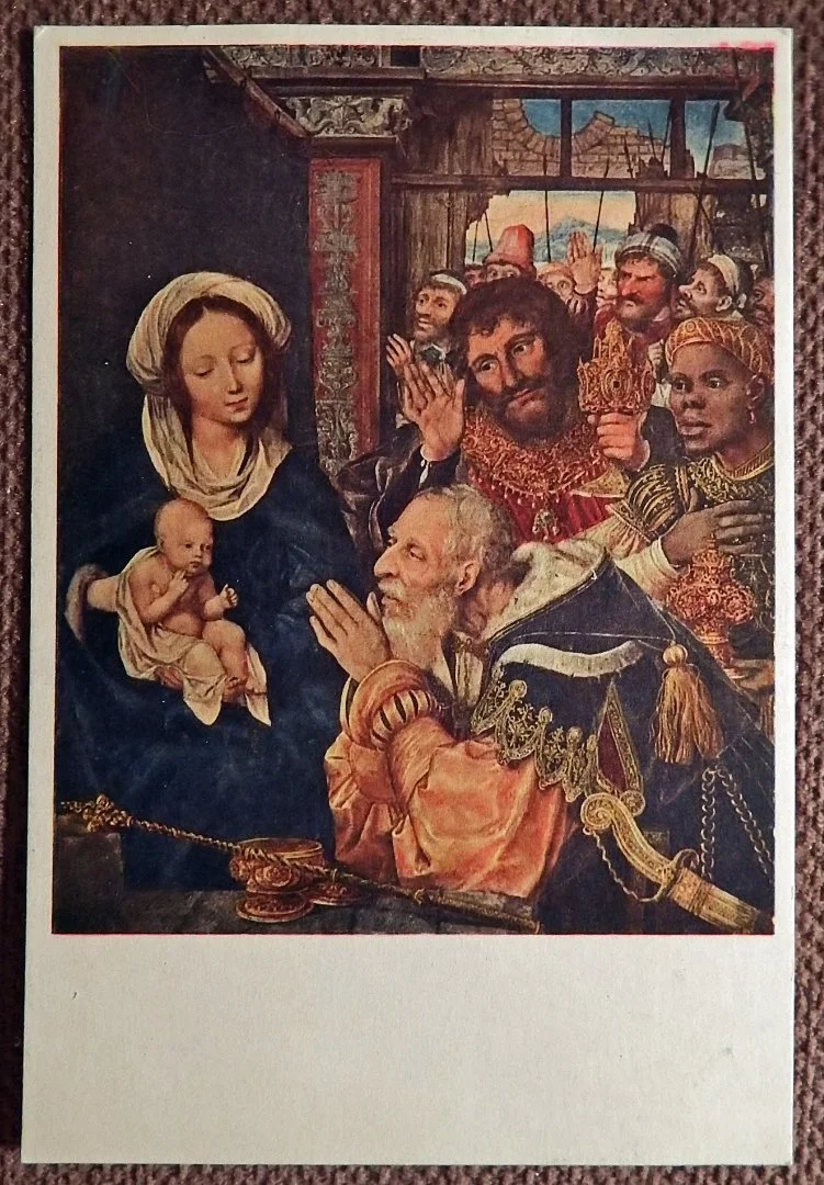 Открытка. К. Массейс. Поклонение волхвов. Живопись. 1930-е годы - изображение 1