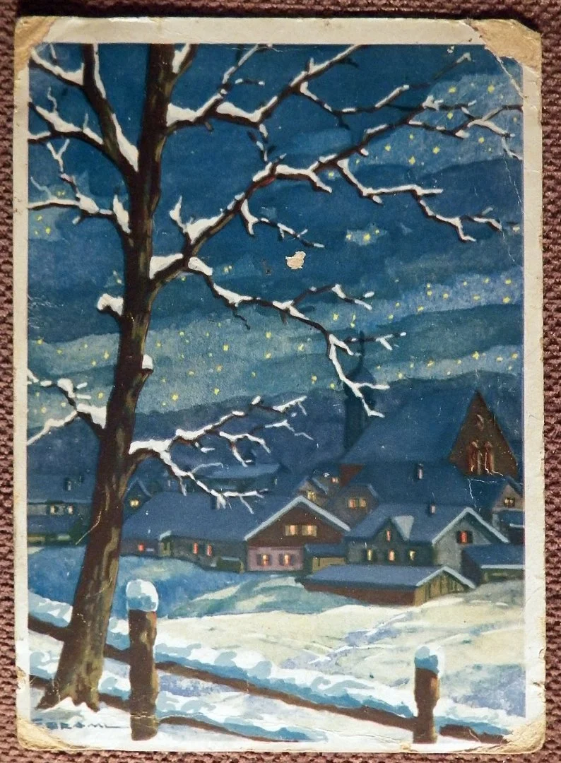 Открытка. Зимний сельский пейзаж. Германия. 1930-е годы - изображение 1
