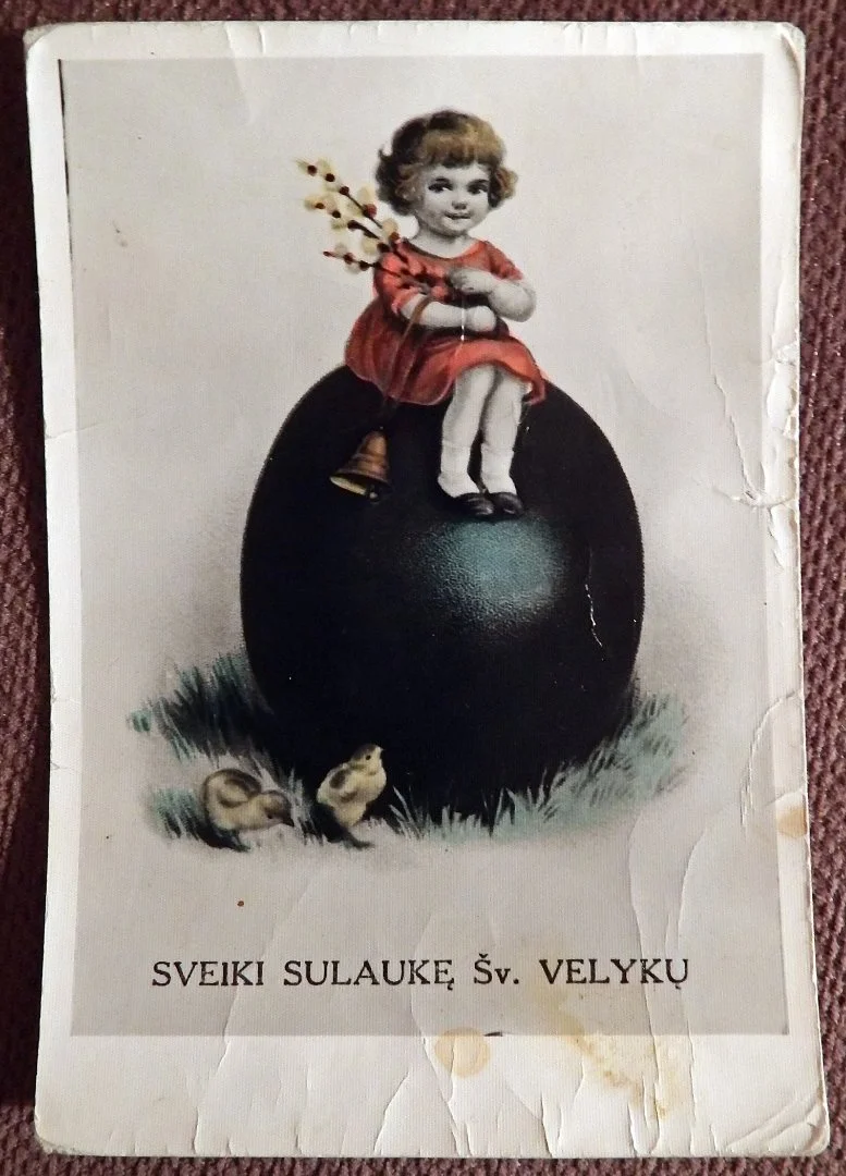 Открытка. Счастливой Пасхи. Литва. Девочка.1930-е годы - изображение 1