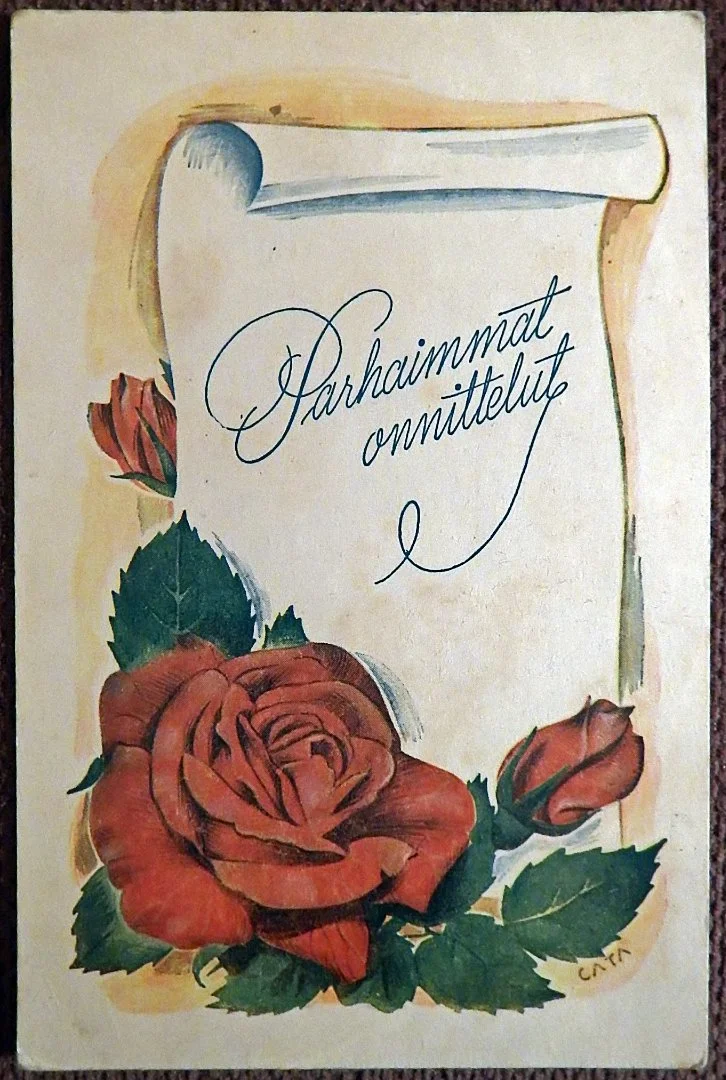 Открытка. Лучшие поздравления. Роза. Финляндия. 1940-50-е годы - изображение 1