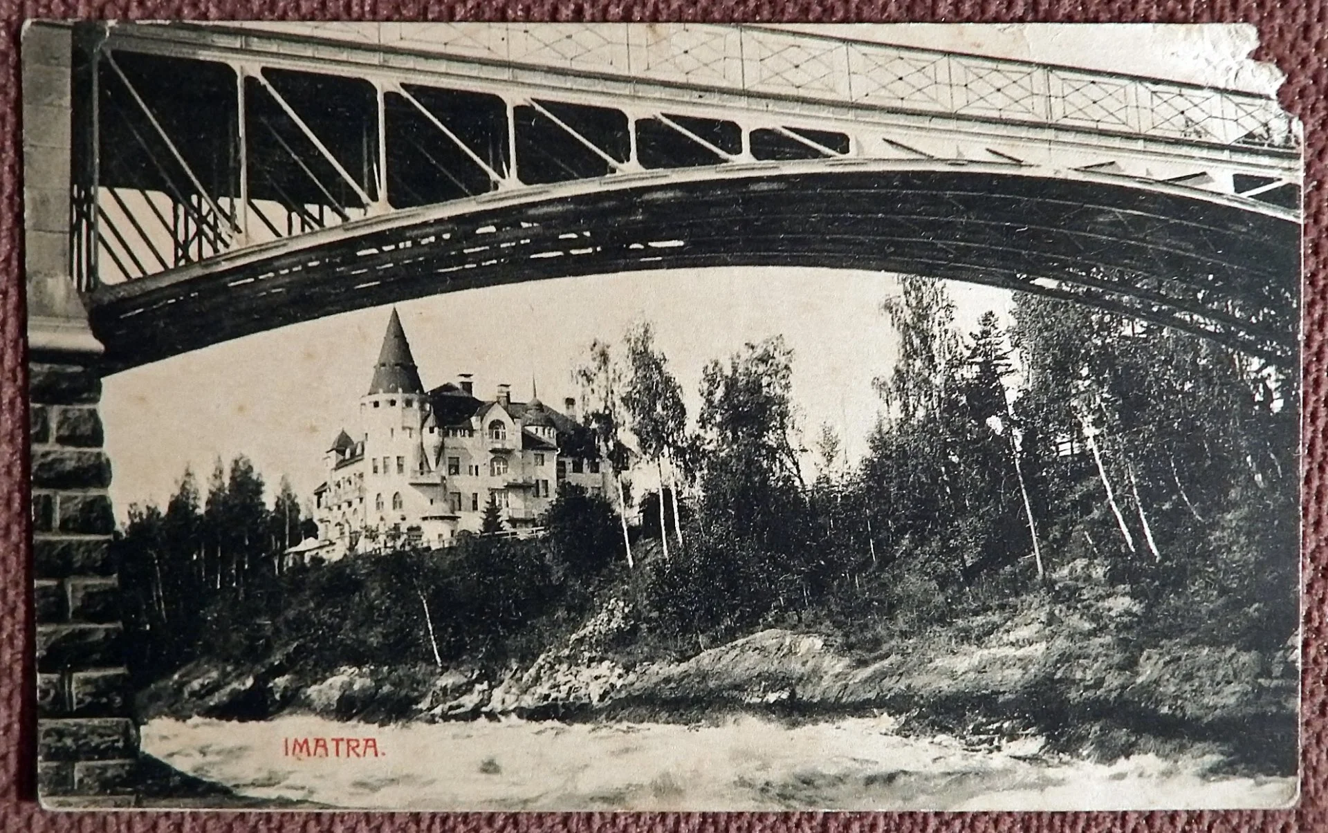 Антикварная открытка. Иматра. Мост. Отель. Финляндия - изображение 1