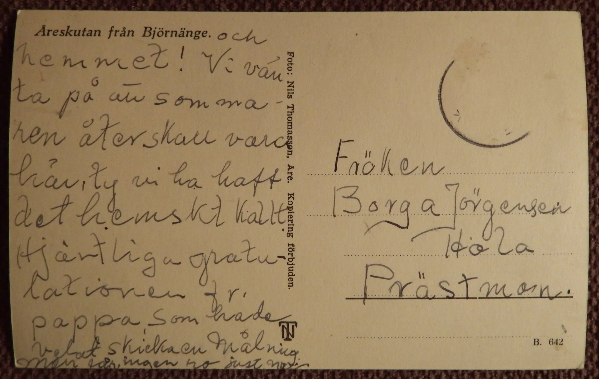 Открытка. Гора Орескутан. Швеция. 1930-е годы - миниатюра 2