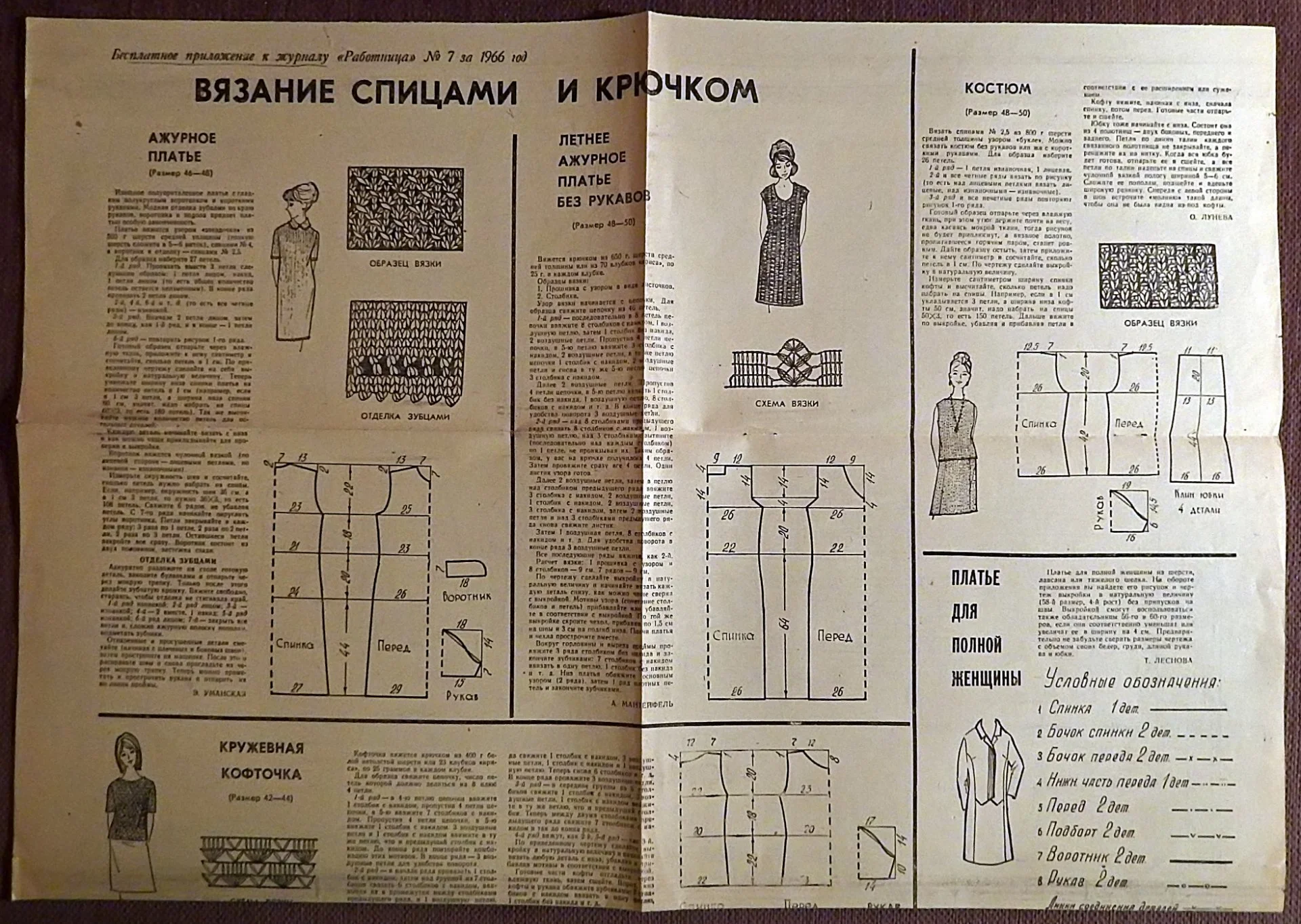 Выкройки. Вязание крючком. Поделка. Приложение к журналу Работница. 1966 год - миниатюра 5