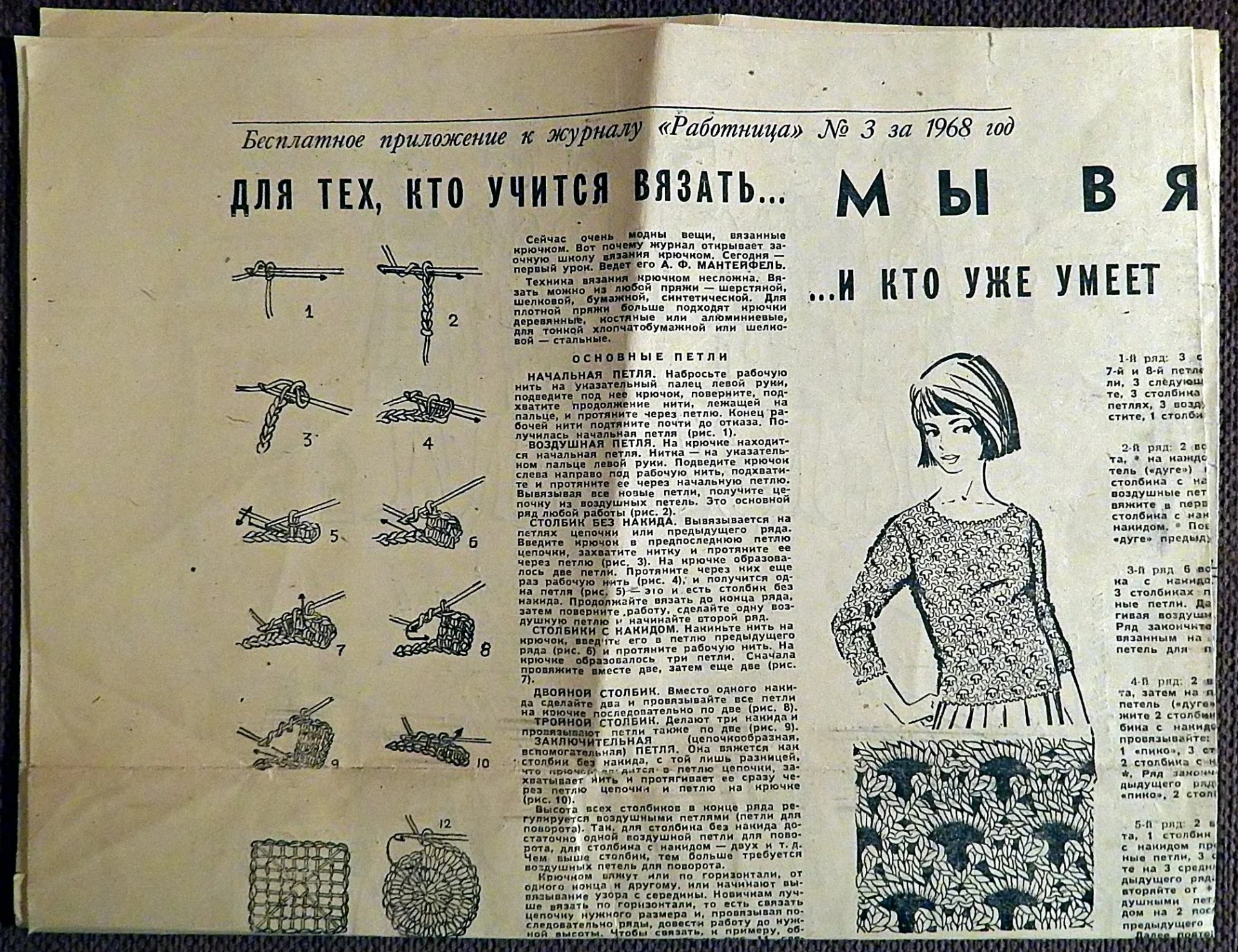 Выкройки. Вязание. Женская одежда. Приложение к журналу Работница. 1968 год - изображение 1