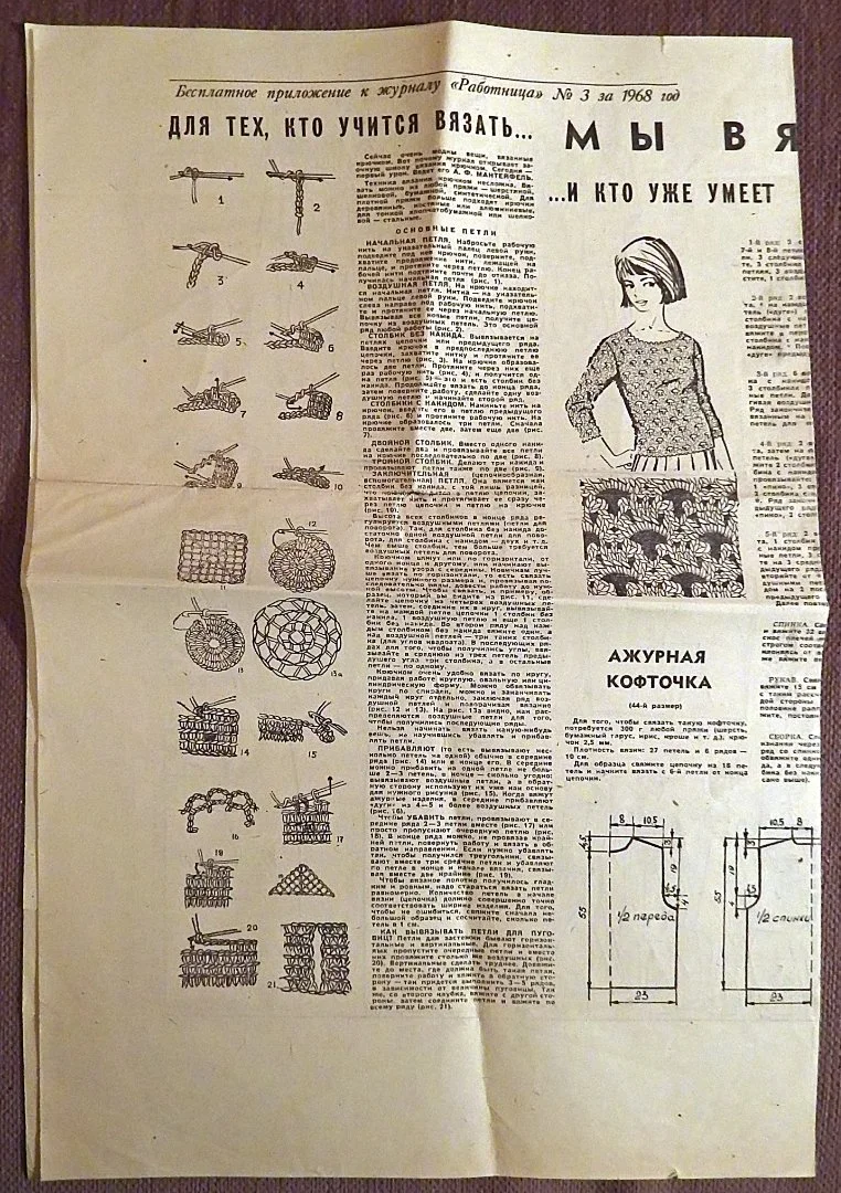 Выкройки. Вязание. Женская одежда. Приложение к журналу Работница. 1968 год - миниатюра 2