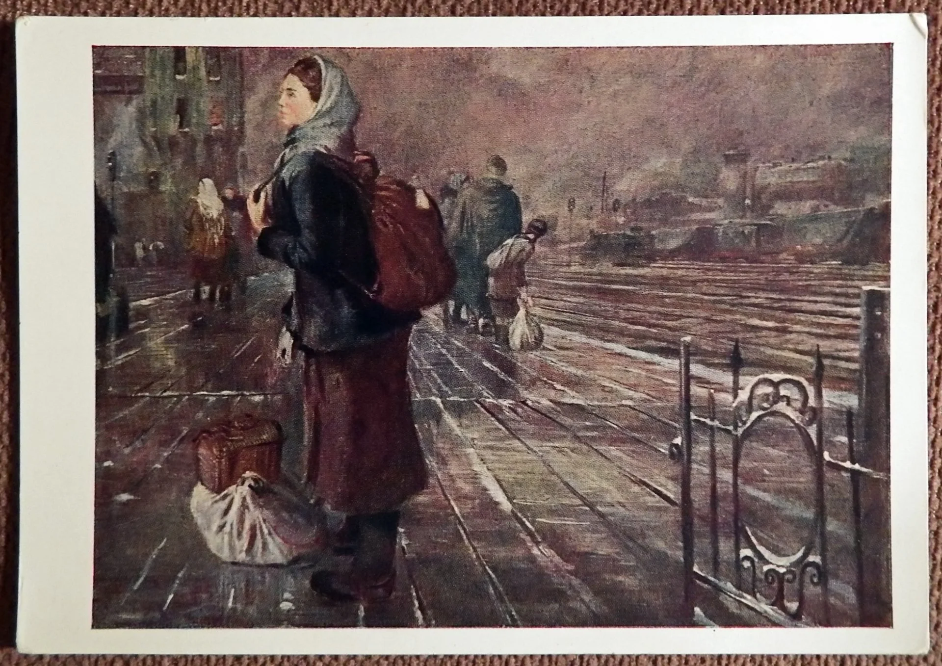 Открытка. Худ. Пименов. Осенняя станция. 1963 год. - изображение 1