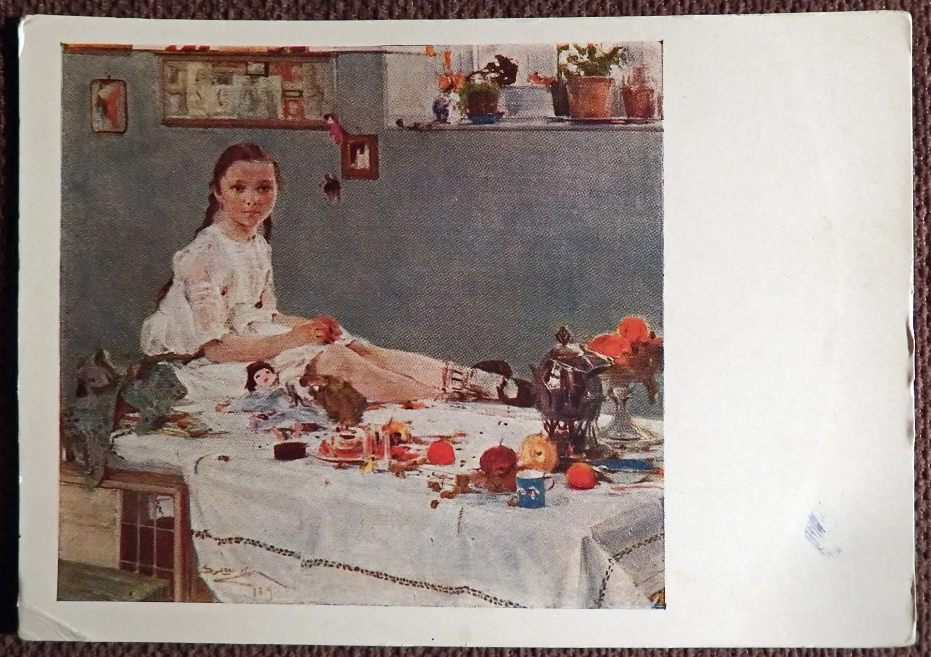 Открытка. Худ. Фешин. Портрет девочки. 1959 год - изображение 1