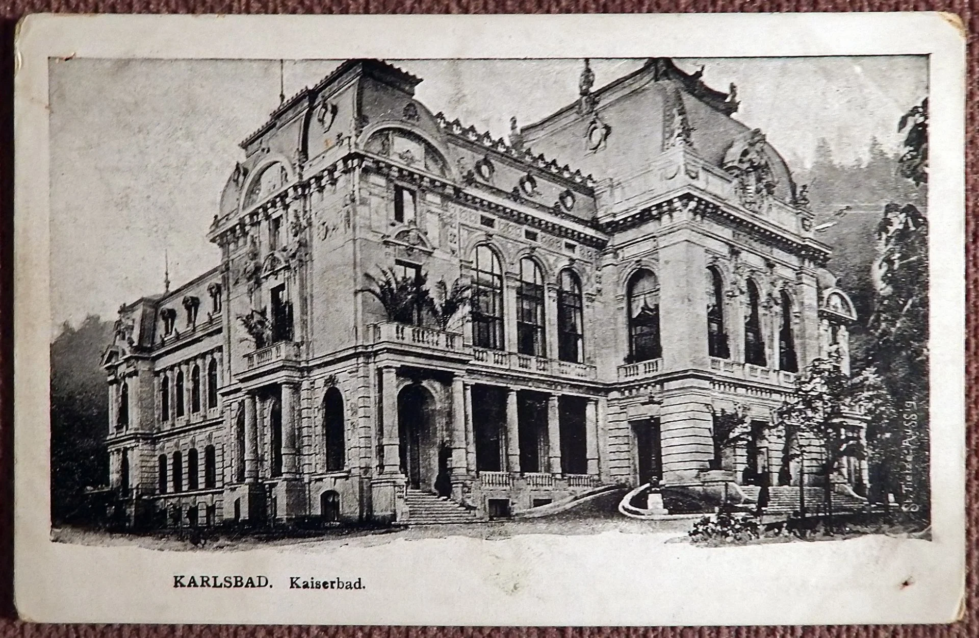 Антикварная открытка. Карлсбад. Карловы Вары. Здание Императорских бань. Чехия - изображение 1
