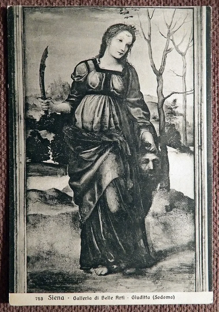 Антикварная открытка. Содом. Юдифь. Галерея Изящных Искусств. Сиена. Италия