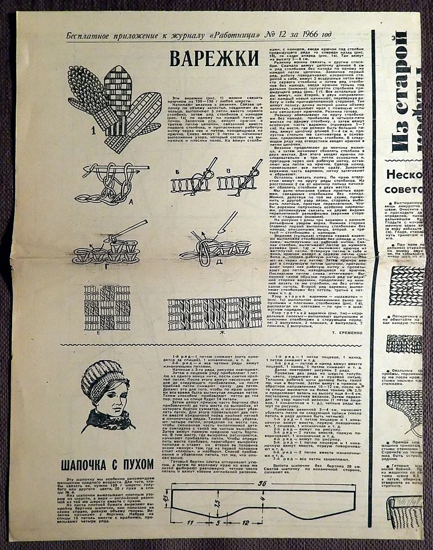 Выкройки. Женская одежда, вязание. Приложение к журналу Работница. 1966 год - миниатюра 2