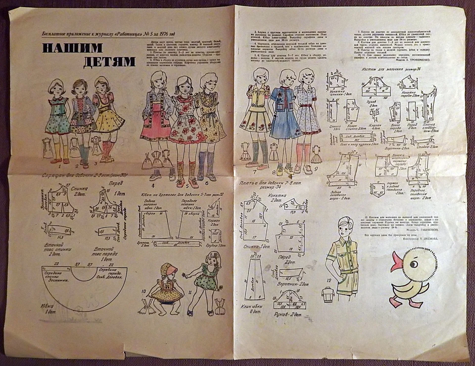 Выкройки. Детская одежда + вязание. Приложение к журналу Работница. 1976 год - миниатюра 4