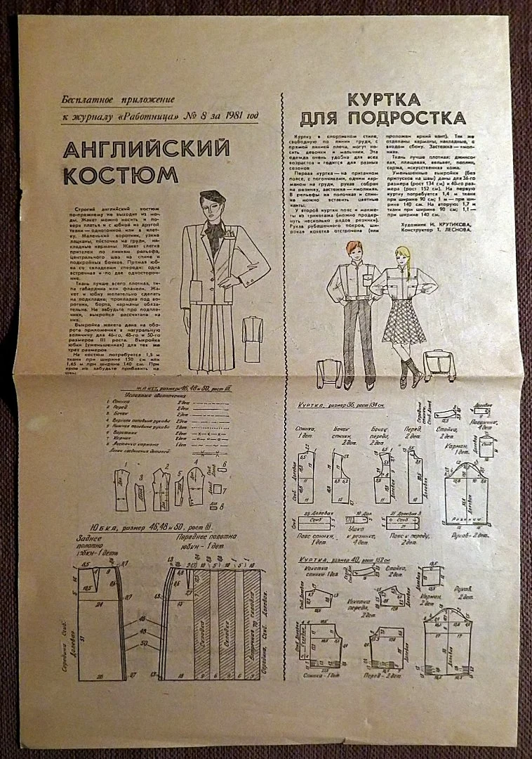 Выкройки. Одежда женская + подростковая, вышивка. Приложение к журналу Работница. 1981 год - миниатюра 2