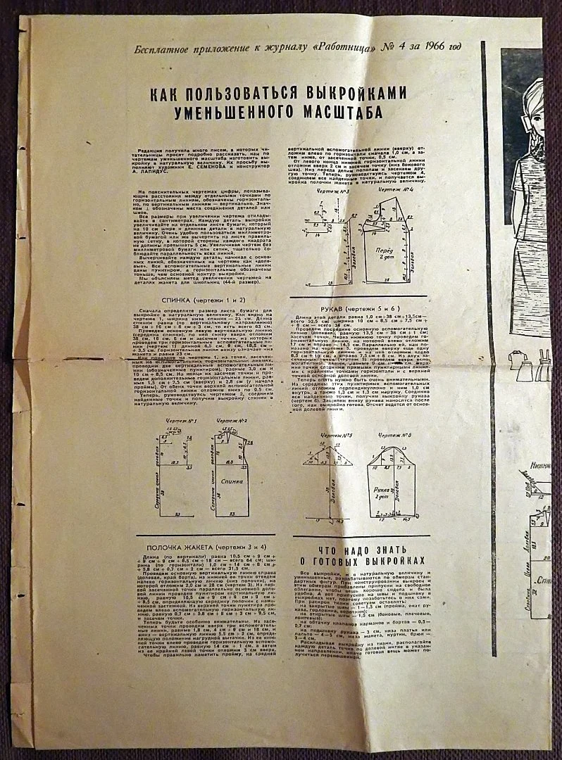 Выкройки. Женская одежда. Приложение к журналу Работница. 1966 год - миниатюра 2