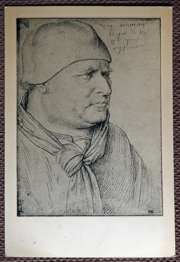 Антикварная открытка. Ж. Фуке. Портрет духовного лица. Живопись. 1930-е годы