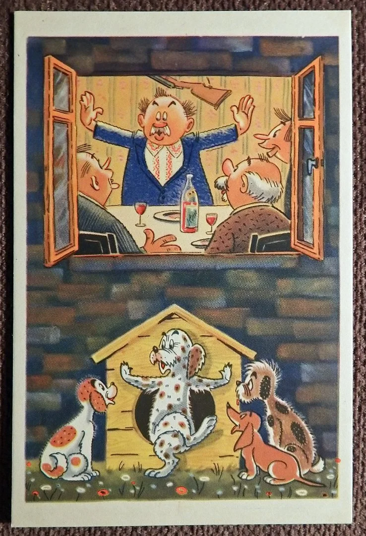 Открытка. Орлов, Шварц. После охоты. Охота. 1968 г - изображение 1
