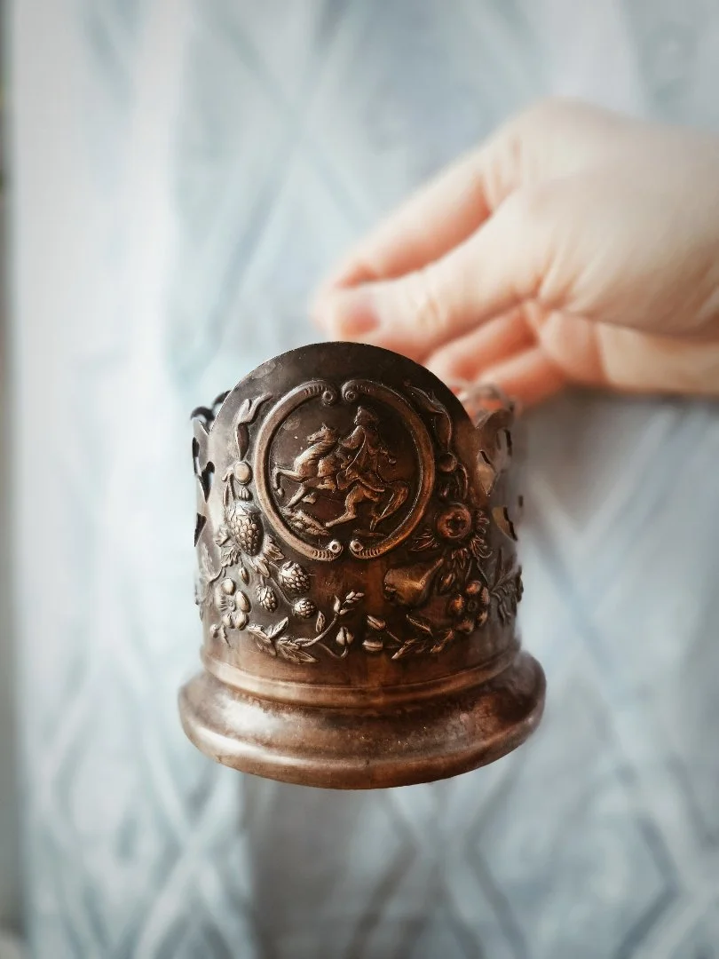 Подстаканник Богдан Хмельницкий мельхиор ссср - миниатюра 2