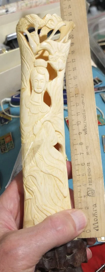 китайская костяная статуэтка Будда, резьба по кости, Китай - миниатюра 3