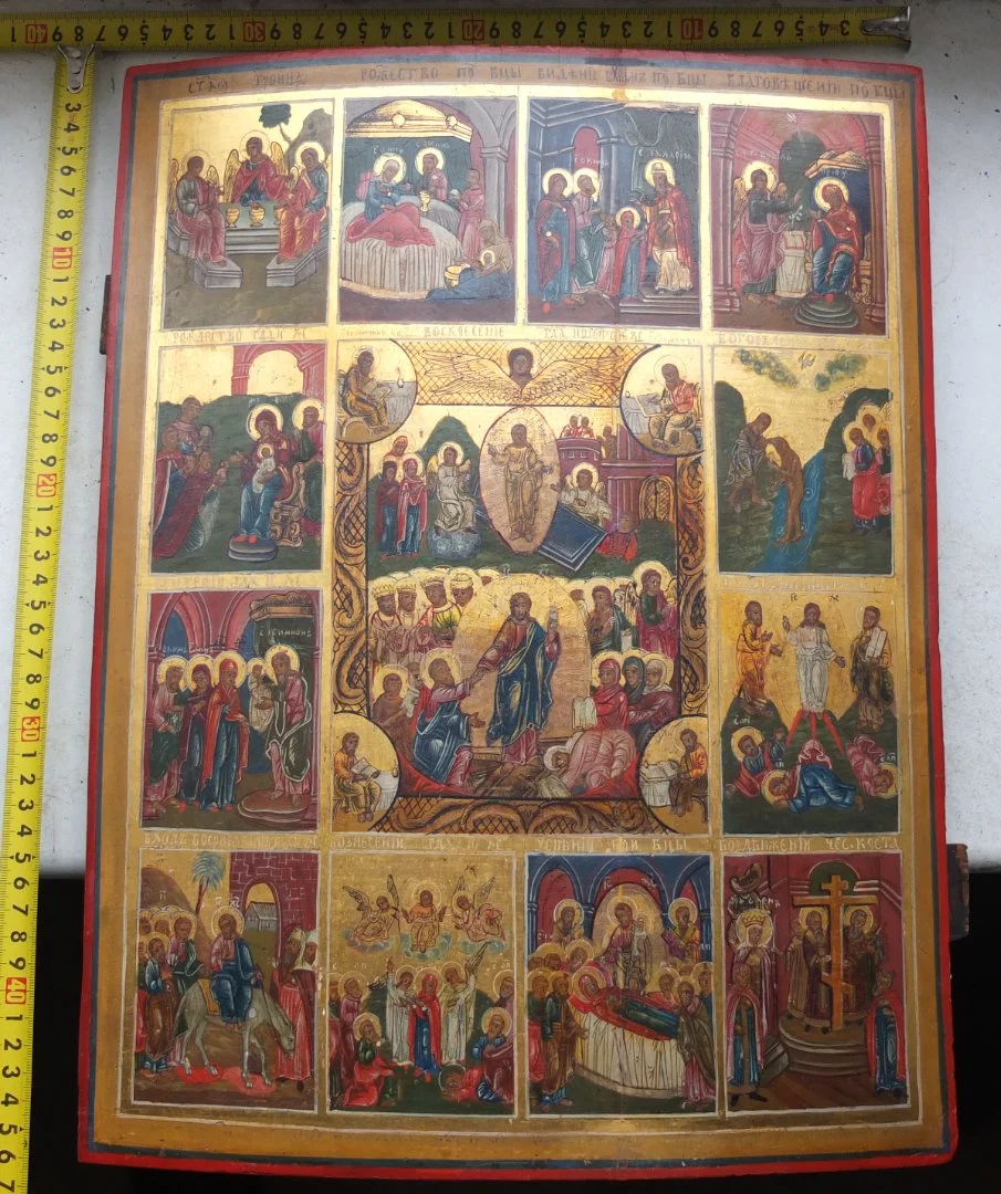 икона Воскресение Христово с праздниками, 19 век - изображение 1