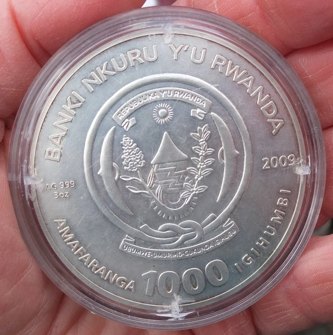 серебряная монета 1000 франков, Руанда, три унции - миниатюра 2