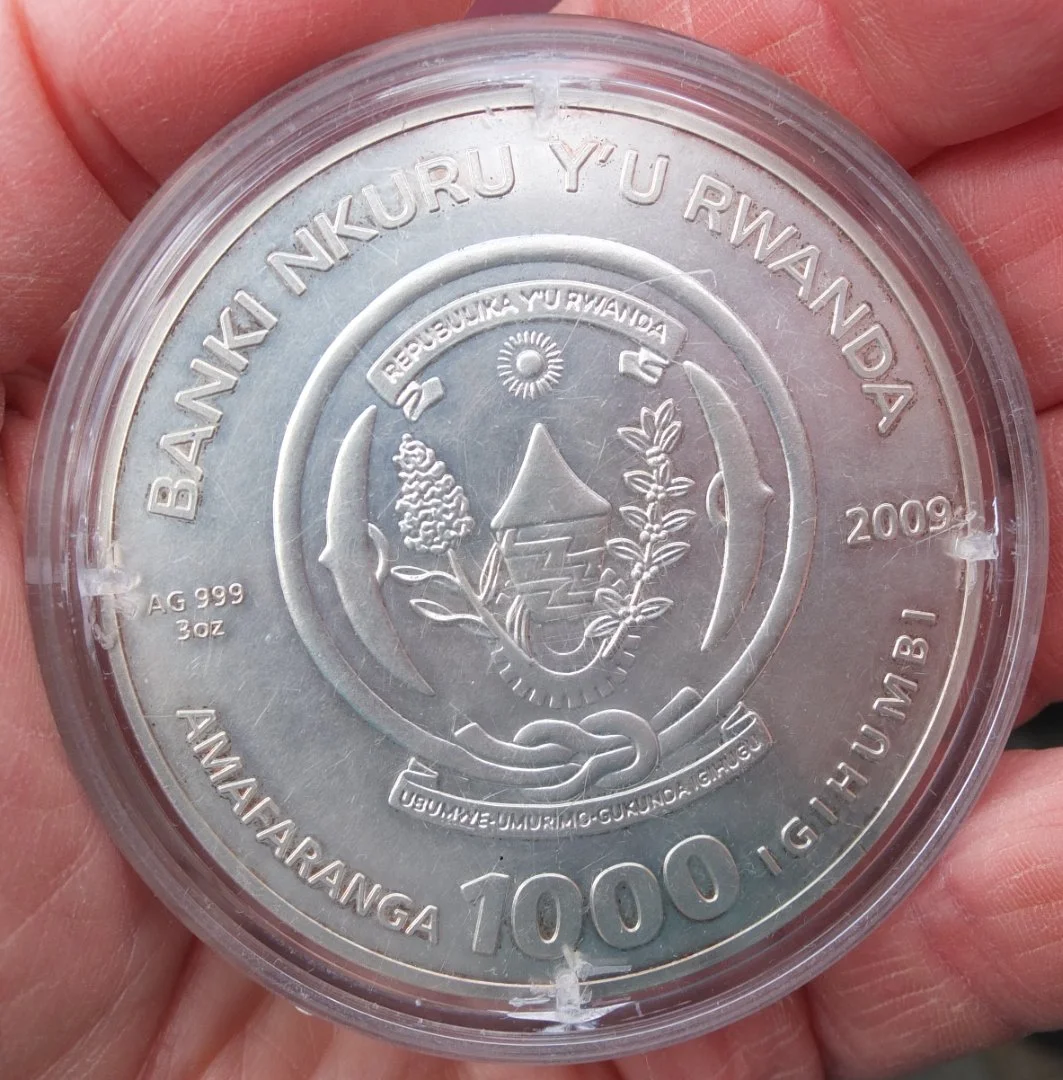 серебряная монета 1000 франков, Руанда, три унции - миниатюра 10