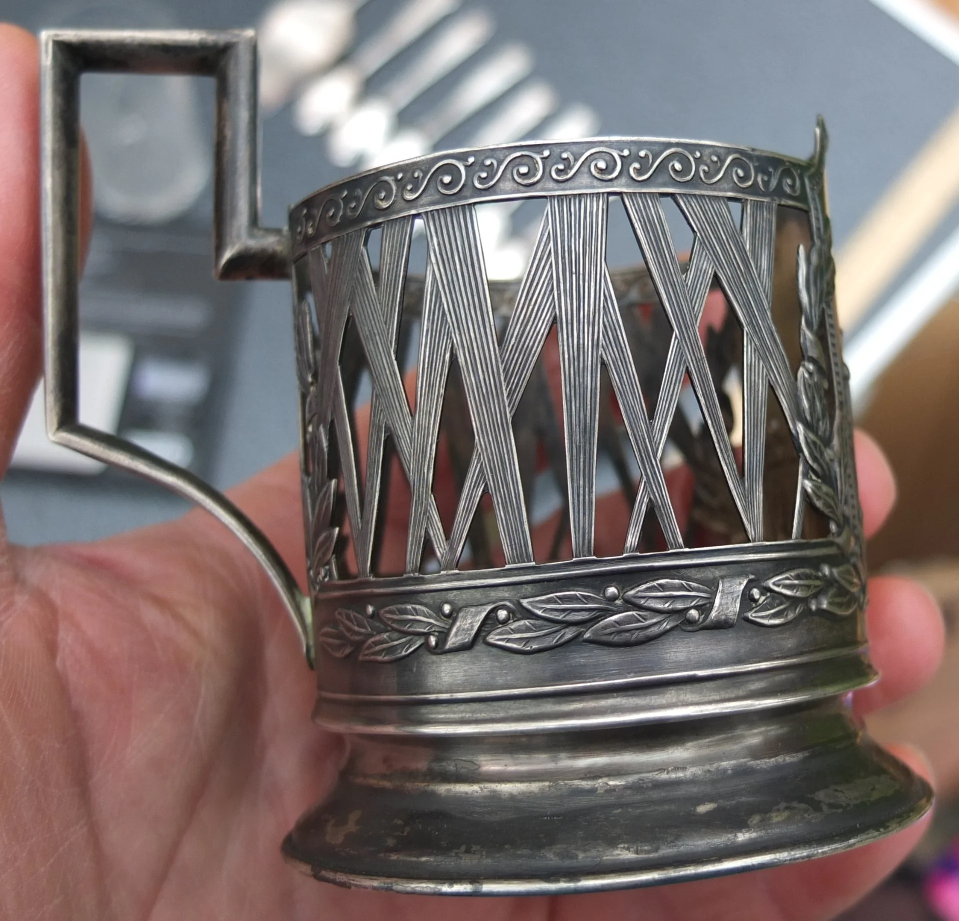 серебряный подстаканник МГУ, серебро 875 проба - миниатюра 5