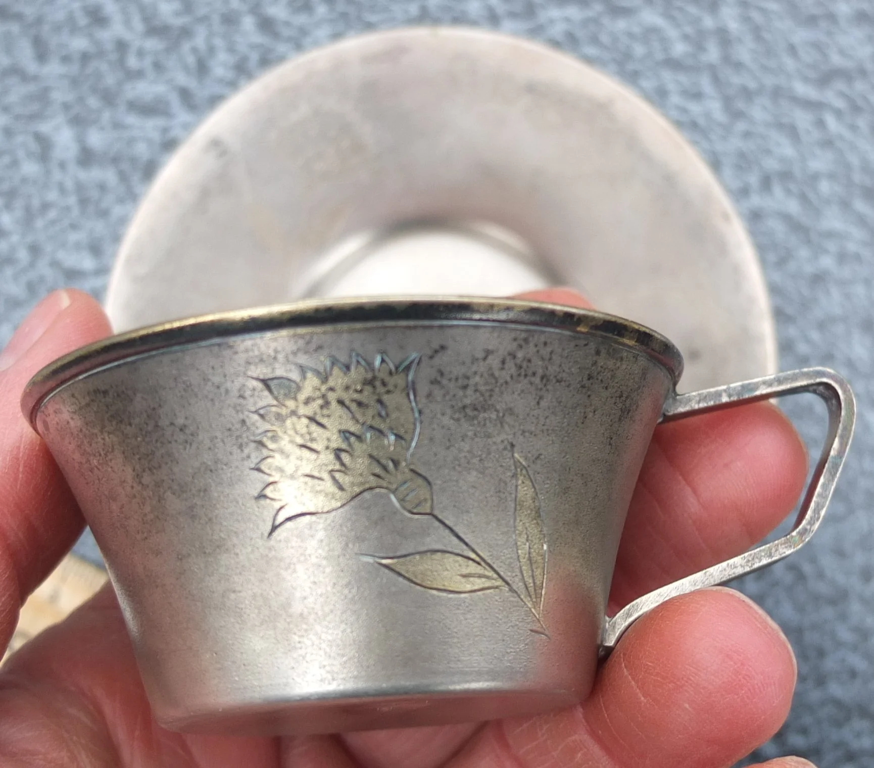 серебряные кофейные пары, 2 шт, женская и мужская, золочение, серебро 875 пр, СССР - миниатюра 3